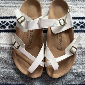 Birkenstock White Cross-Strap Sandals Dupe Size 42